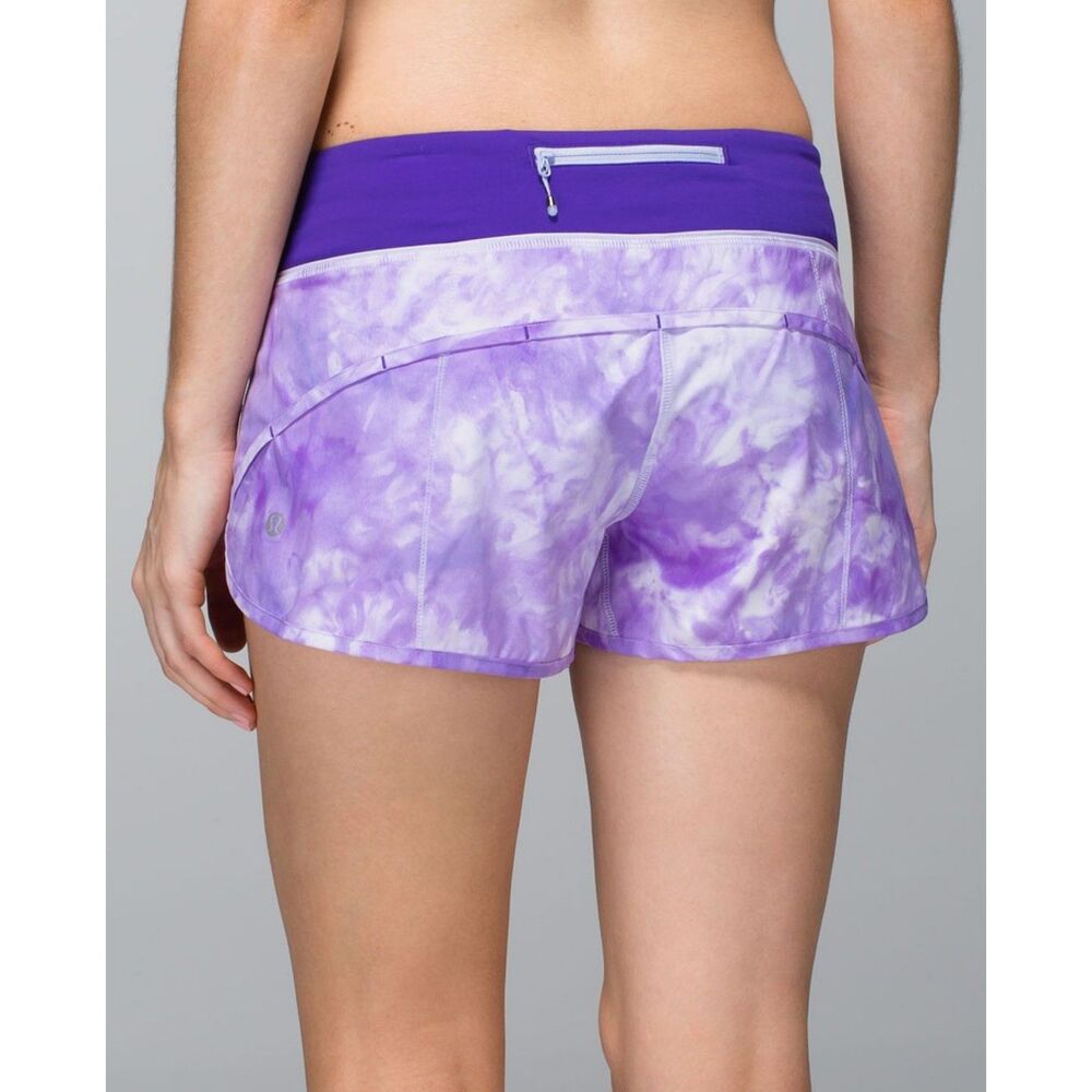 Lululemon Speed Shorts, Spray Dye Cool Breeze Bruised Berry, Size 4, EUC RARE